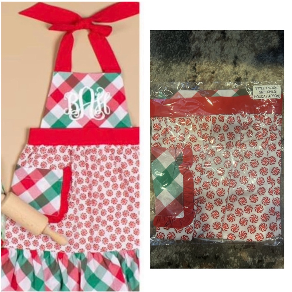 Ricrac and Ruffles child size apron. No mono